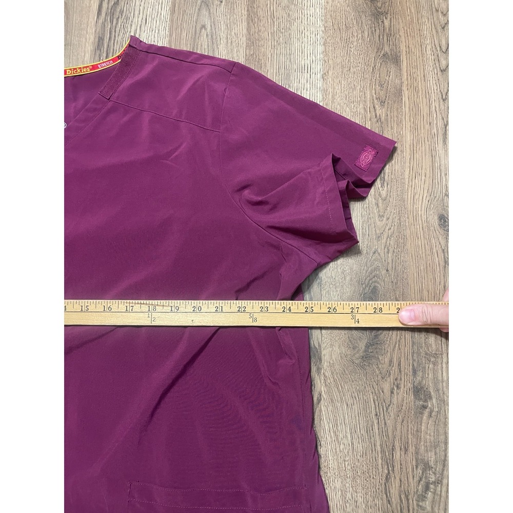 Dickies Shirt, Women's Plus Size 3XL, Burgundy, Short Sleeve, V-neck, Scrub Top - Picture 6 of 11